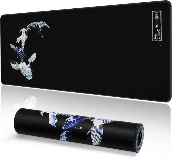 EFISH Japanese Gaming Mouse Mat XXL 800 x 300 mm Large Mouse Mat Stitched Edges Waterproof Non-Slip for PC, MacBook, Laptop Improves Precision and Speed (A3)