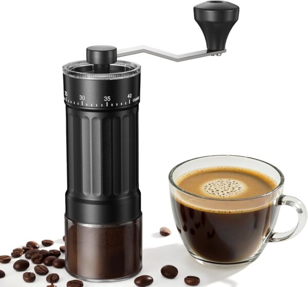 Mini râșniță manuală de cafea cu 40 de niveluri reglabile, râșniță manuală portabilă de cafea cu capacitate de 30 g