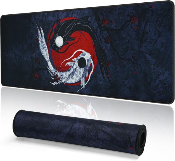 EFISH Japanese Gaming Mouse Mat XXL 800 x 300 mm Large Mouse Mat Stitched Edges Waterproof Non-Slip for PC, MacBook, Laptop Improves Precision and Speed (A4)
