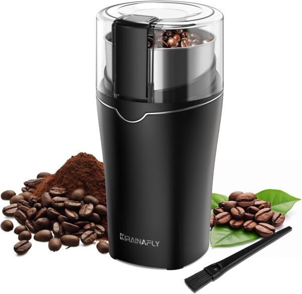 Râșniță electrică de condimente, râșniță de cafea electrică de 300 W pentru bucătărie, cameră detașabilă din oțel inoxidabil, până la 12 căni, ușor de preparat boabe de cafea, condimente, ierburi, semințe de in și nuci, argintiu