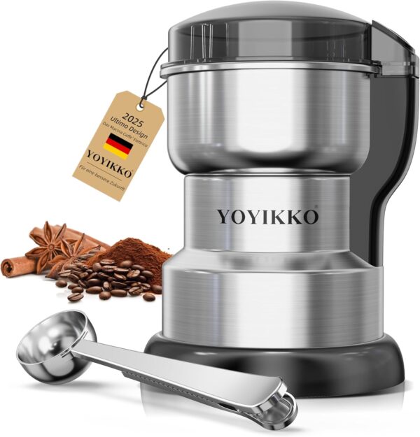 Râșnițe electrice de cafea, 300 W, Macinacaffè, Espressor reglabil pentru espresso/gocciolamento/transport. Macinacaffè pentru cafea, condimente și alte alimente (Silver-88)